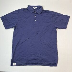 Peter Millar Polo Shirt Mens Large Blue Dotted Golf‎ Outdoor Casual Adult